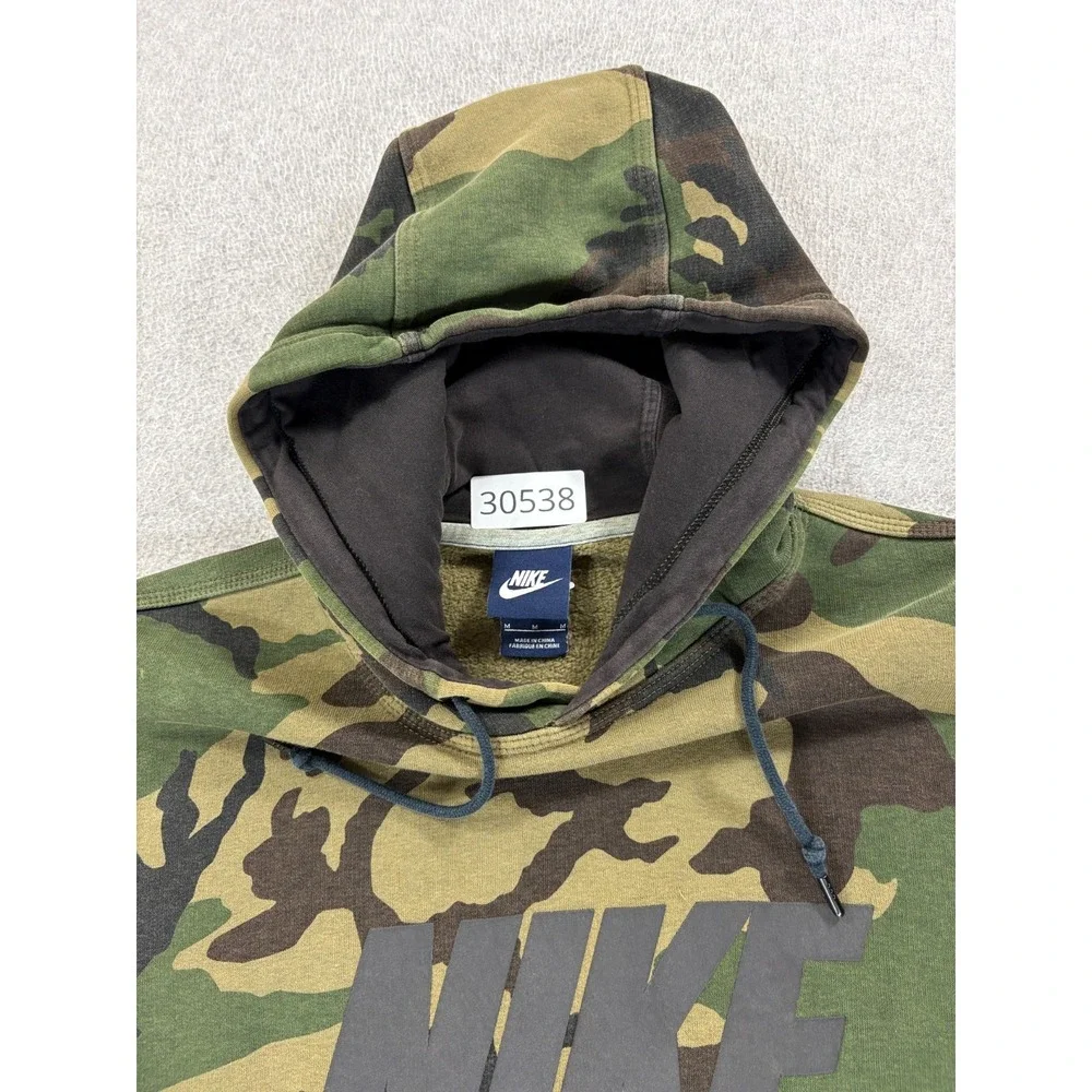 Nike Camouflage Midweight Hoodie Sweatshirt (Men's Medium) Green